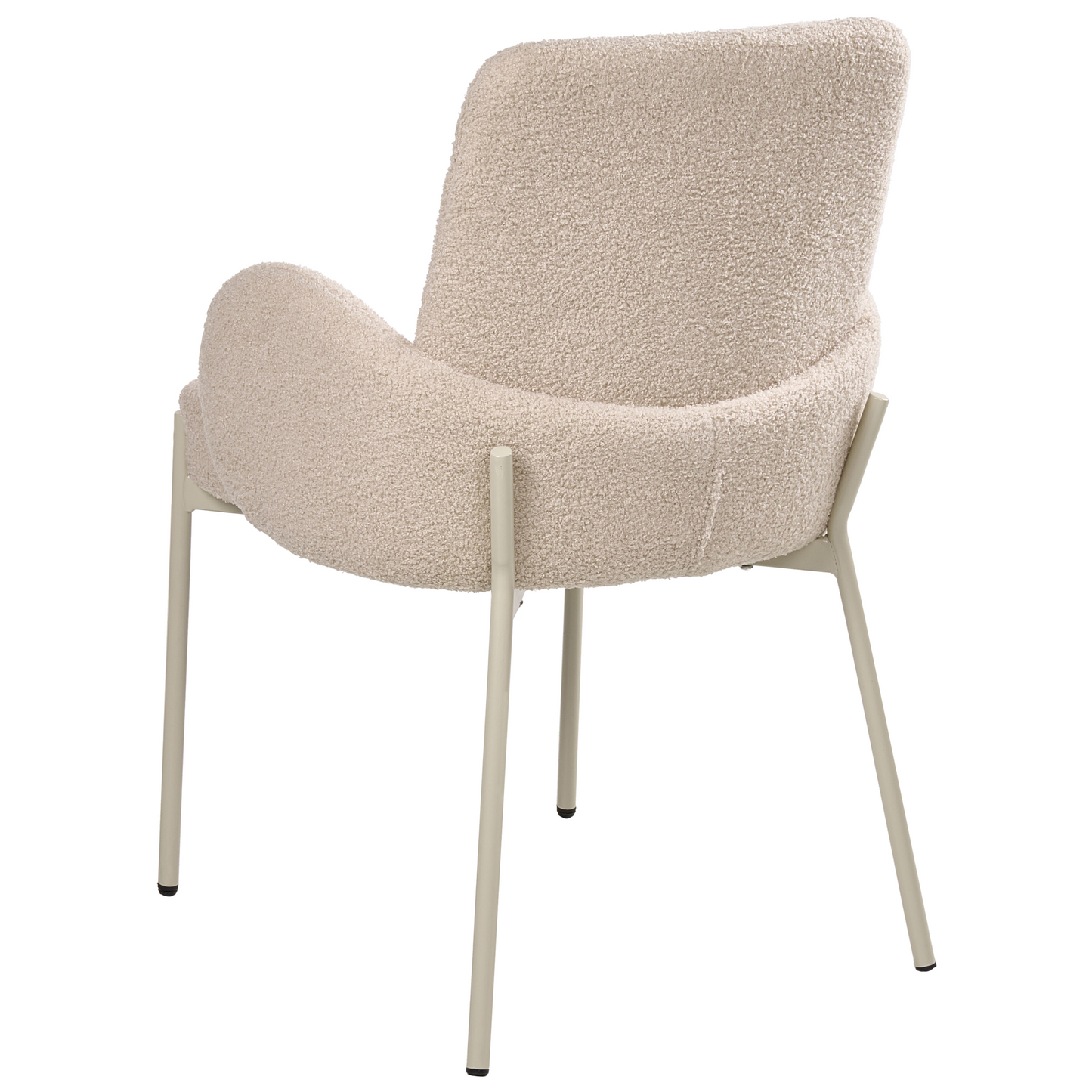 Dining Chair Light Beige Boucle Upholstery Iron Frame Retro Design For Sophisticated Dining Rooms