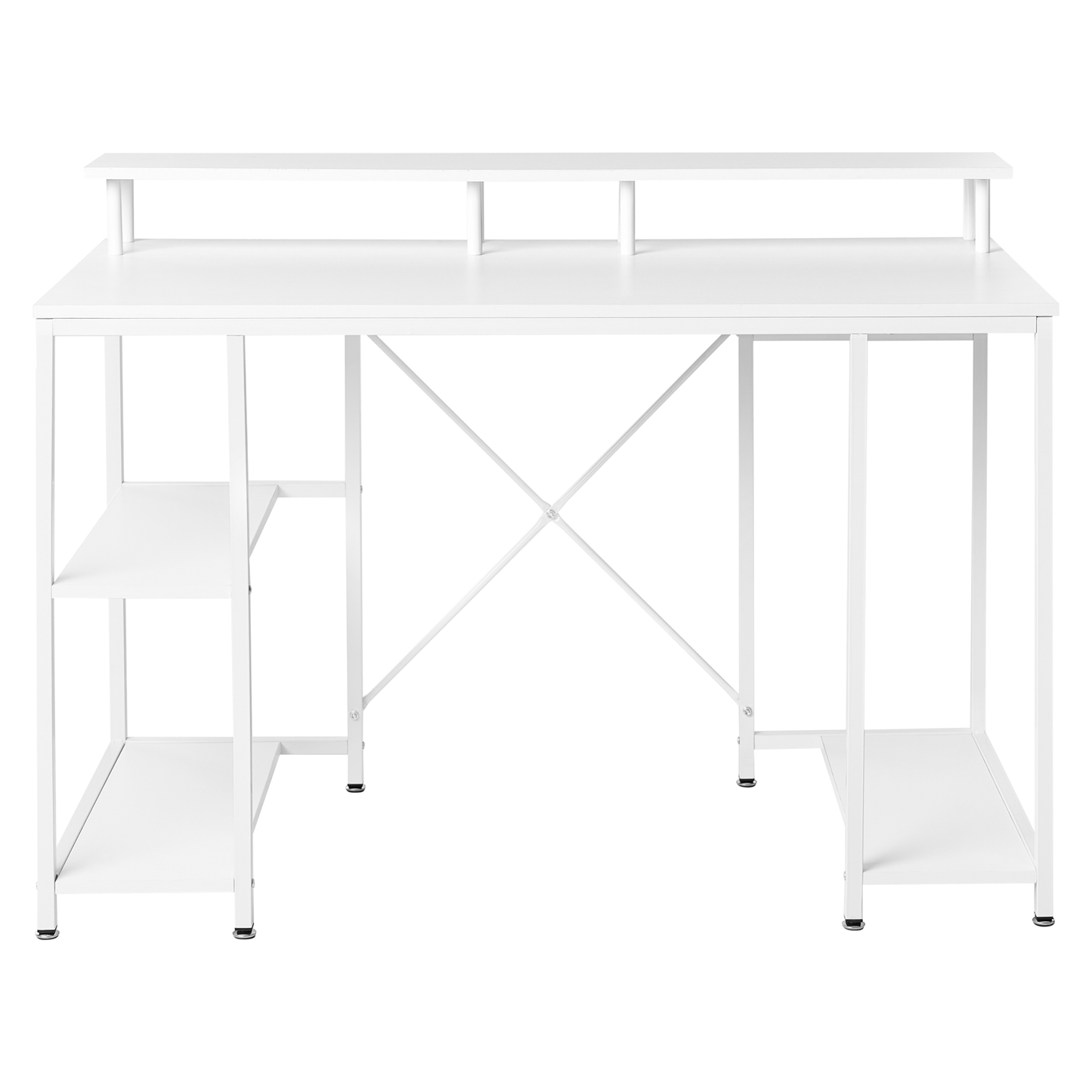 NovaTech Gaming Desk White LED 3-Shelf With Monitor Stand