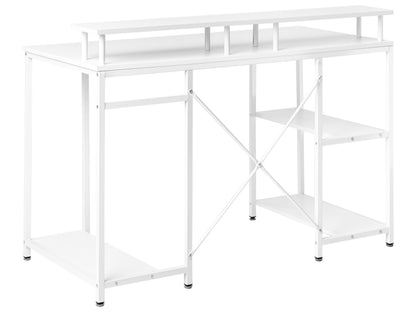 NovaTech Gaming Desk White LED 3-Shelf With Monitor Stand