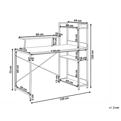Lumina LED Gaming Desk Black MDF Top Iron Frame 5 Shelves