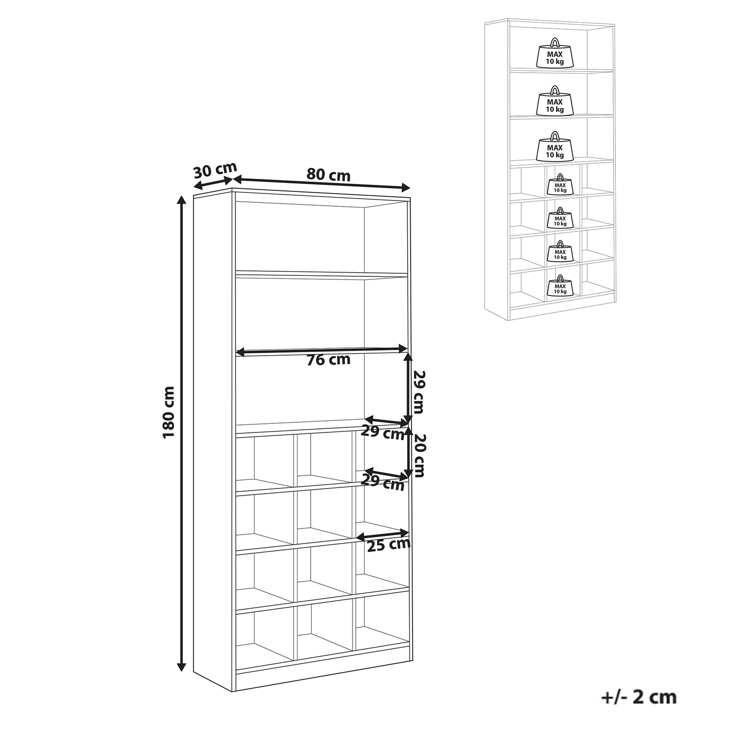 LuxeHome White MDF Melamine Finish Shoe Storage Cabinet Tall Organizer For Shoes And Home Accessories