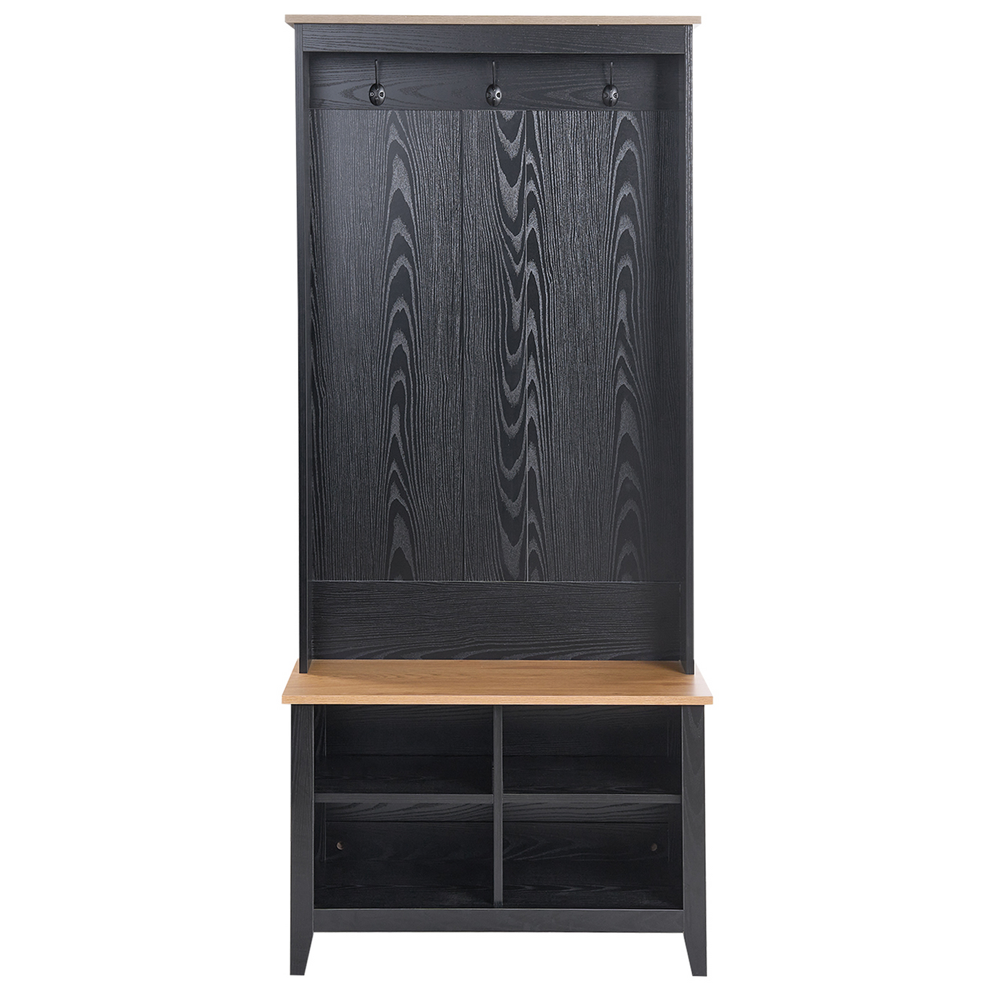 Aurora Home Shoe Storage Coat Rack 4 Compartments Black Light Brown