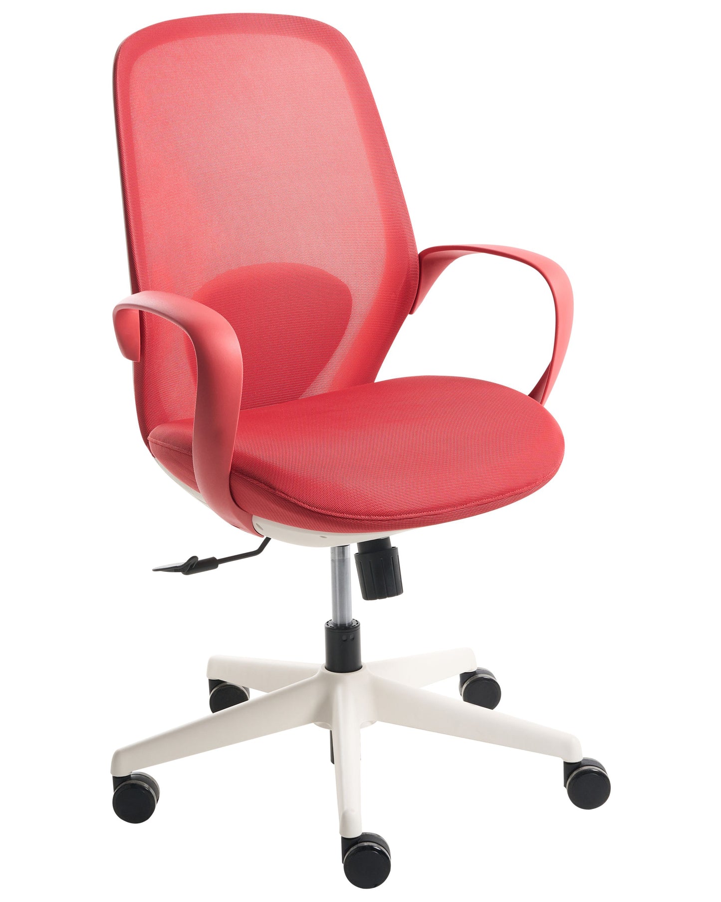 Red Mesh Office Chair With Armrests And Adjustable Height