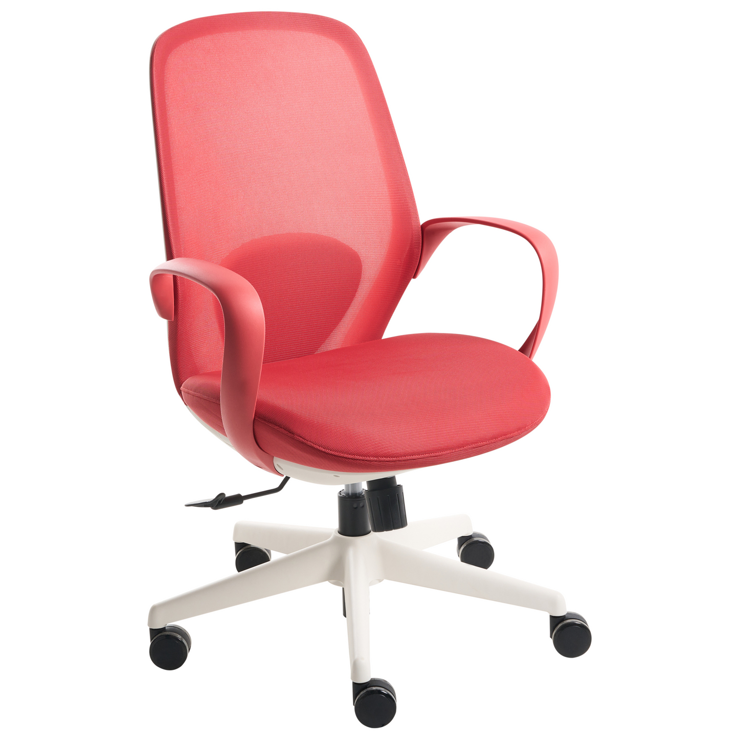 Red Mesh Office Chair With Armrests And Adjustable Height