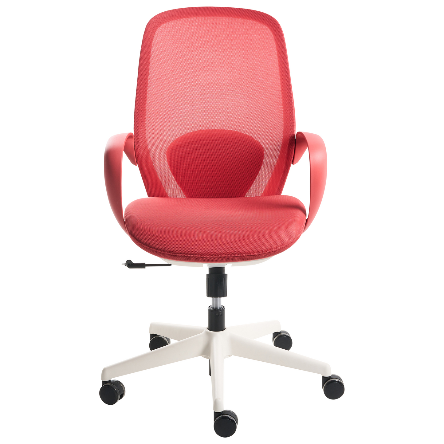Red Mesh Office Chair With Armrests And Adjustable Height