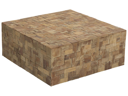 Gambo Coffee Side Table Brown Matte Finish Geometric Teak Wood