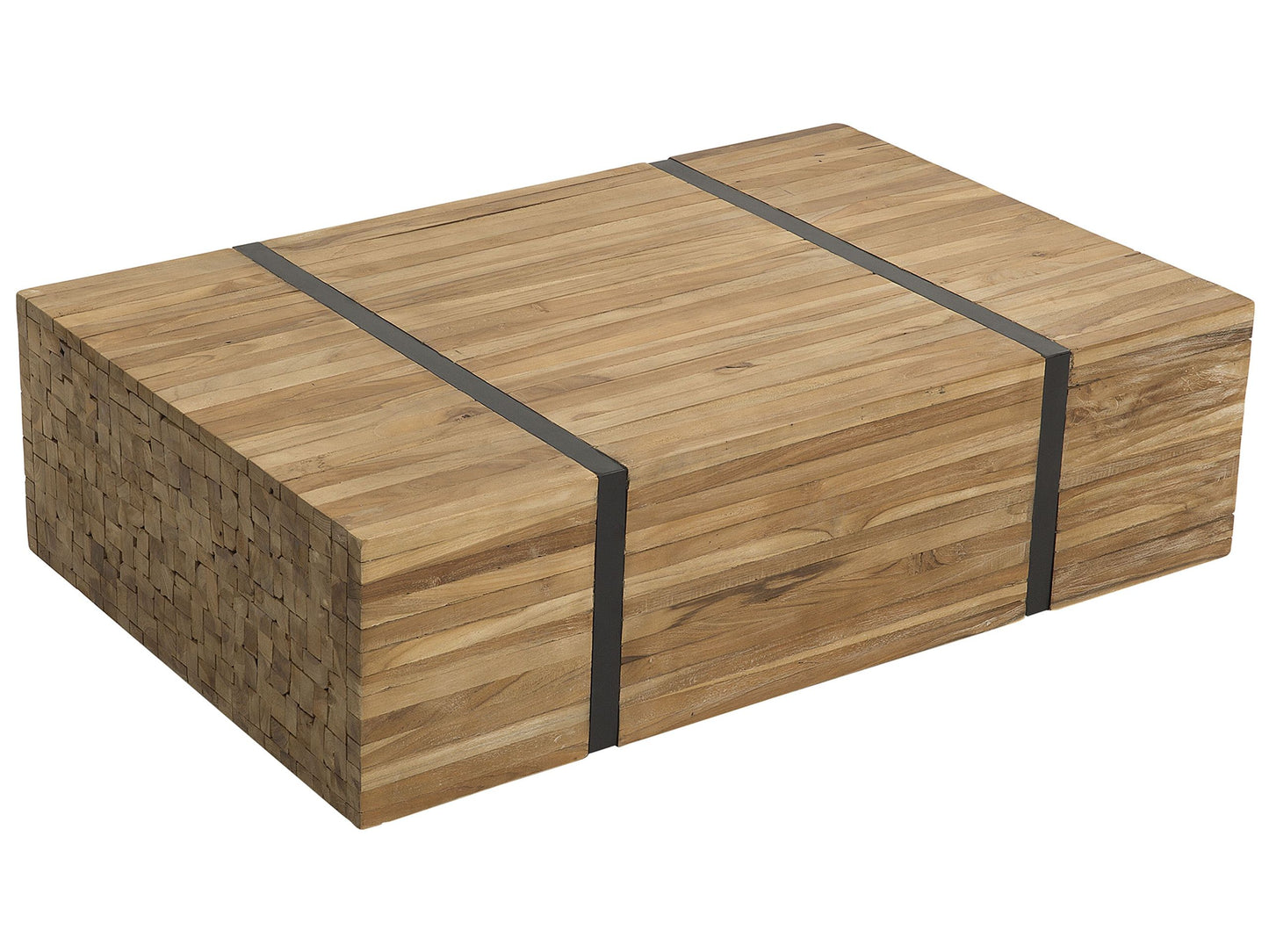 Teak Solid Wood Coffee Table 110 x 69cm Castors Rustic
