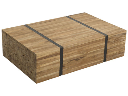 Teak Solid Wood Coffee Table 110 x 69cm Castors Rustic