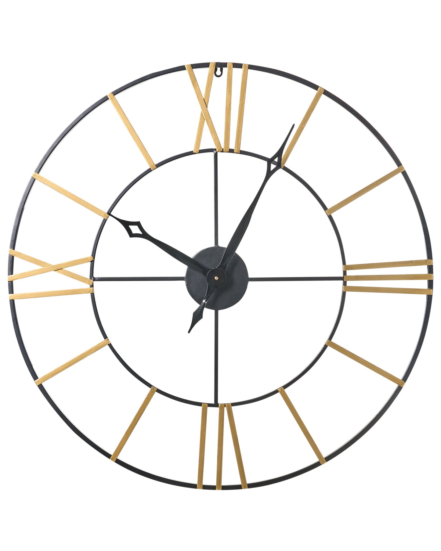 Iron Wall Clock Black And Gold Modern Roman Numerals