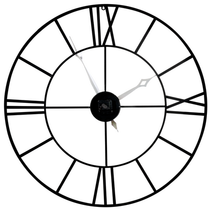Iron Wall Clock Black And Gold Modern Roman Numerals