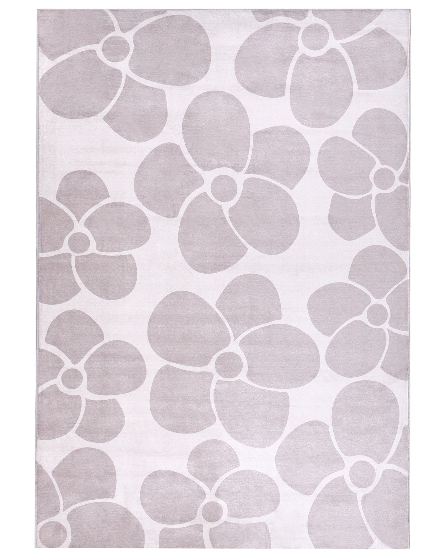 Home Beige Flower Pattern Area Rug 140 x 200cm Anti Slip Backing For Underfloor Heating