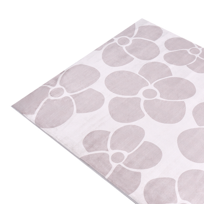 Home Beige Flower Pattern Area Rug 140 x 200cm Anti Slip Backing For Underfloor Heating