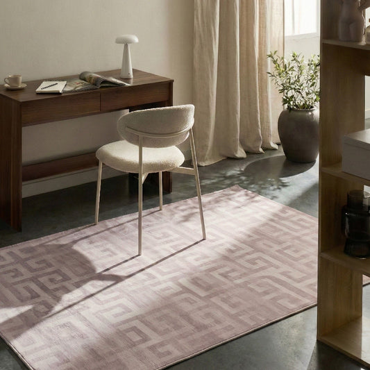 Area Rug Beige 140 x 200cm Modern Geometric Anti Slip Bottom