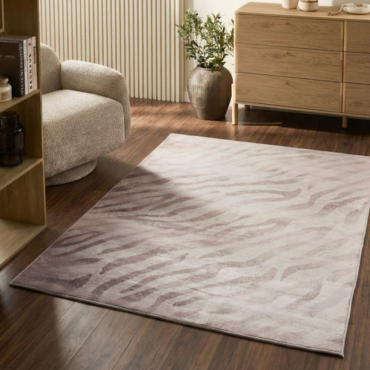 Zebra Area Rug Beige 140 x 200cm Modern Living Room Bedroom Underfloor Heating Anti Slip
