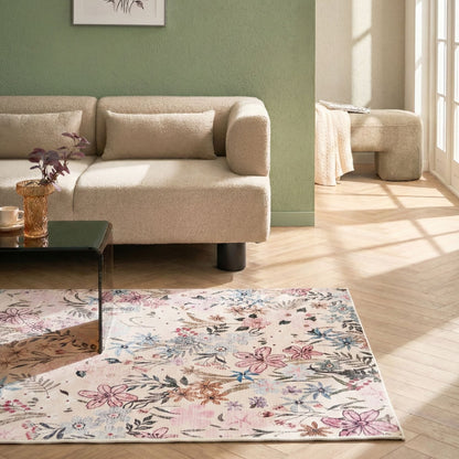 Multicolour Flower Area Rug 140 x 200 Anti Slip Heating