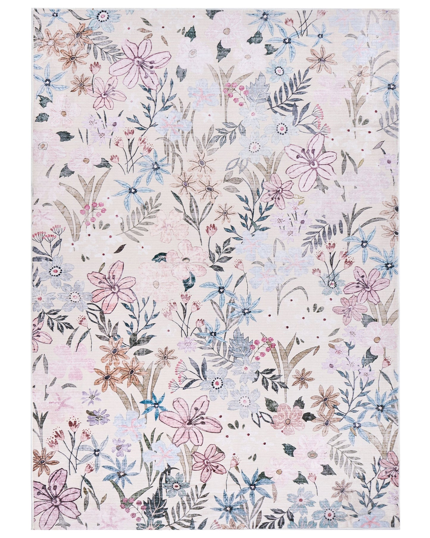Multicolour Flower Area Rug 140 x 200 Anti Slip Heating