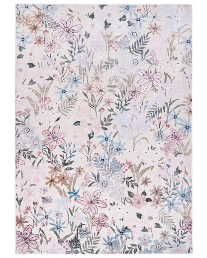 Multicolour Flower Area Rug 140 x 200 Anti Slip Heating