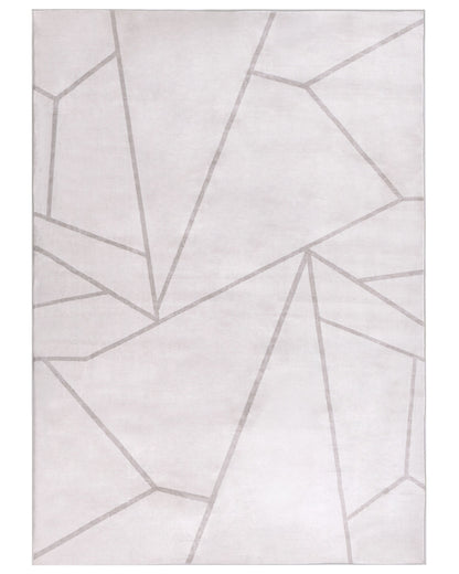 Light Beige Geometric Area Rug 140 x 200 Anti Slip