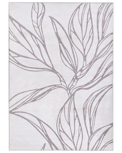Beige Leaf Pattern Rug 140 x 200 Anti-Slip