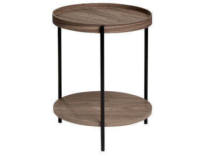 Brand Side Table Dark Brown MDF Metal Frame Diameter 49 Cm Round