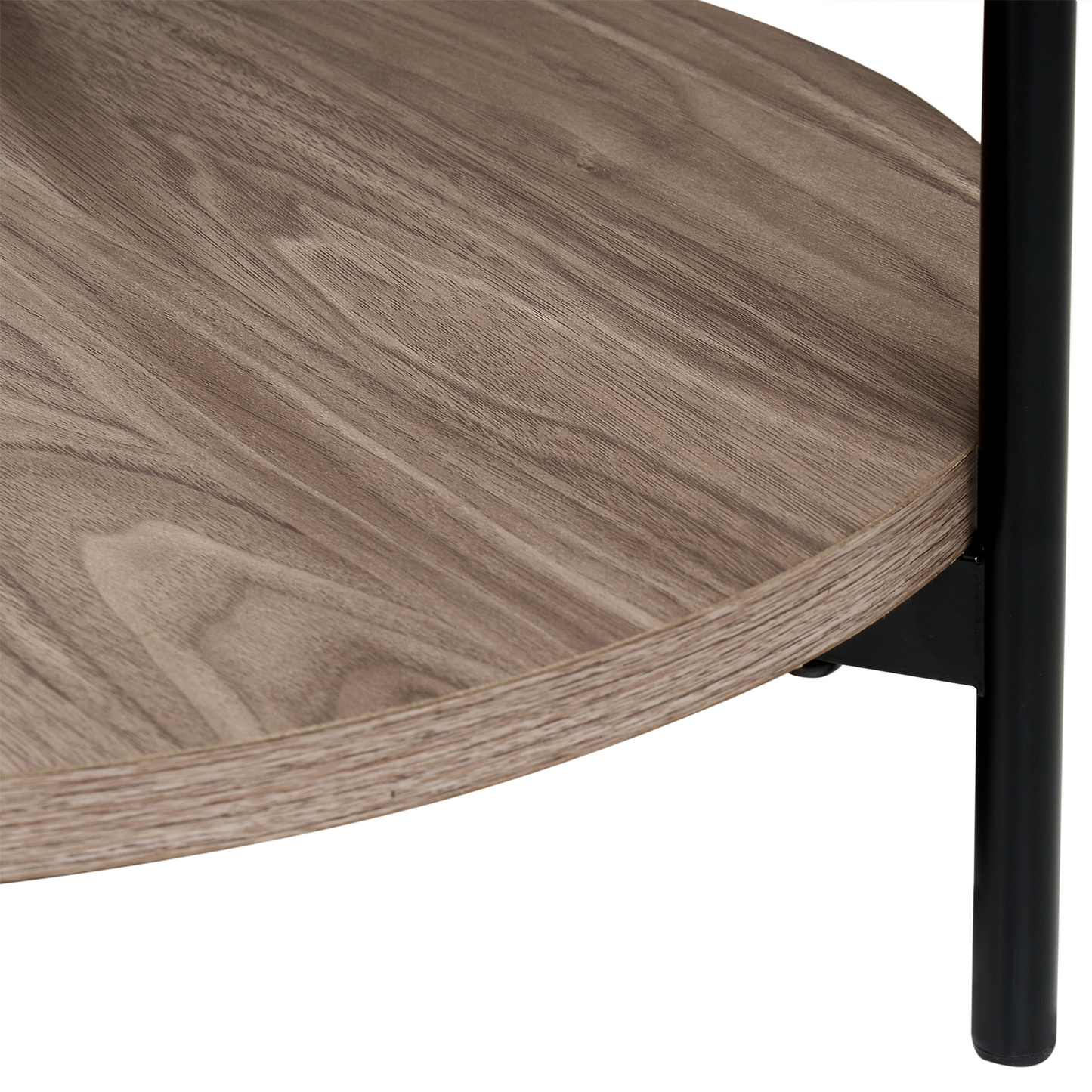 Brand Side Table Dark Brown MDF Metal Frame Diameter 49 Cm Round