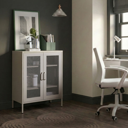 Acme Industrial Office Cabinet Beige 2 Door Metal with Locks