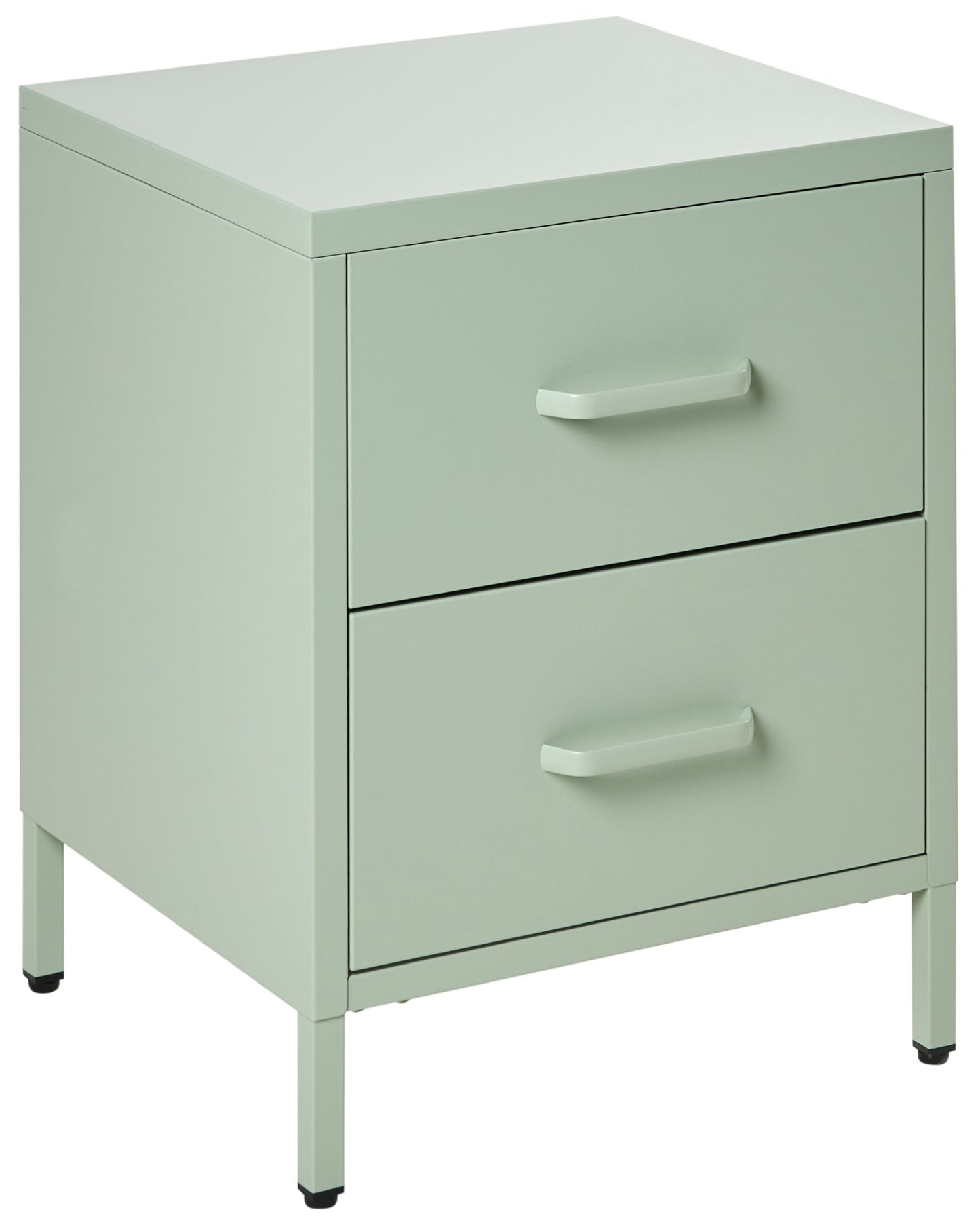 Mint Green Steel Bedside Table Industrial 2 Drawers
