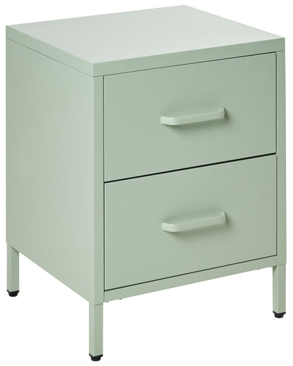 Mint Green Steel Bedside Table Industrial 2 Drawers