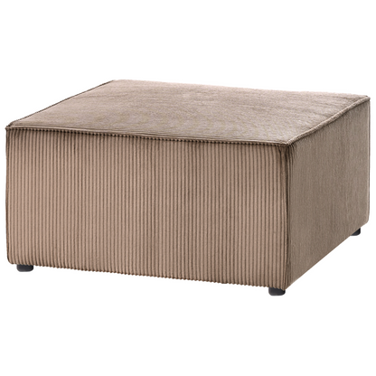 Nexra Modern Corduroy Ottoman Sand Beige Square Footstool