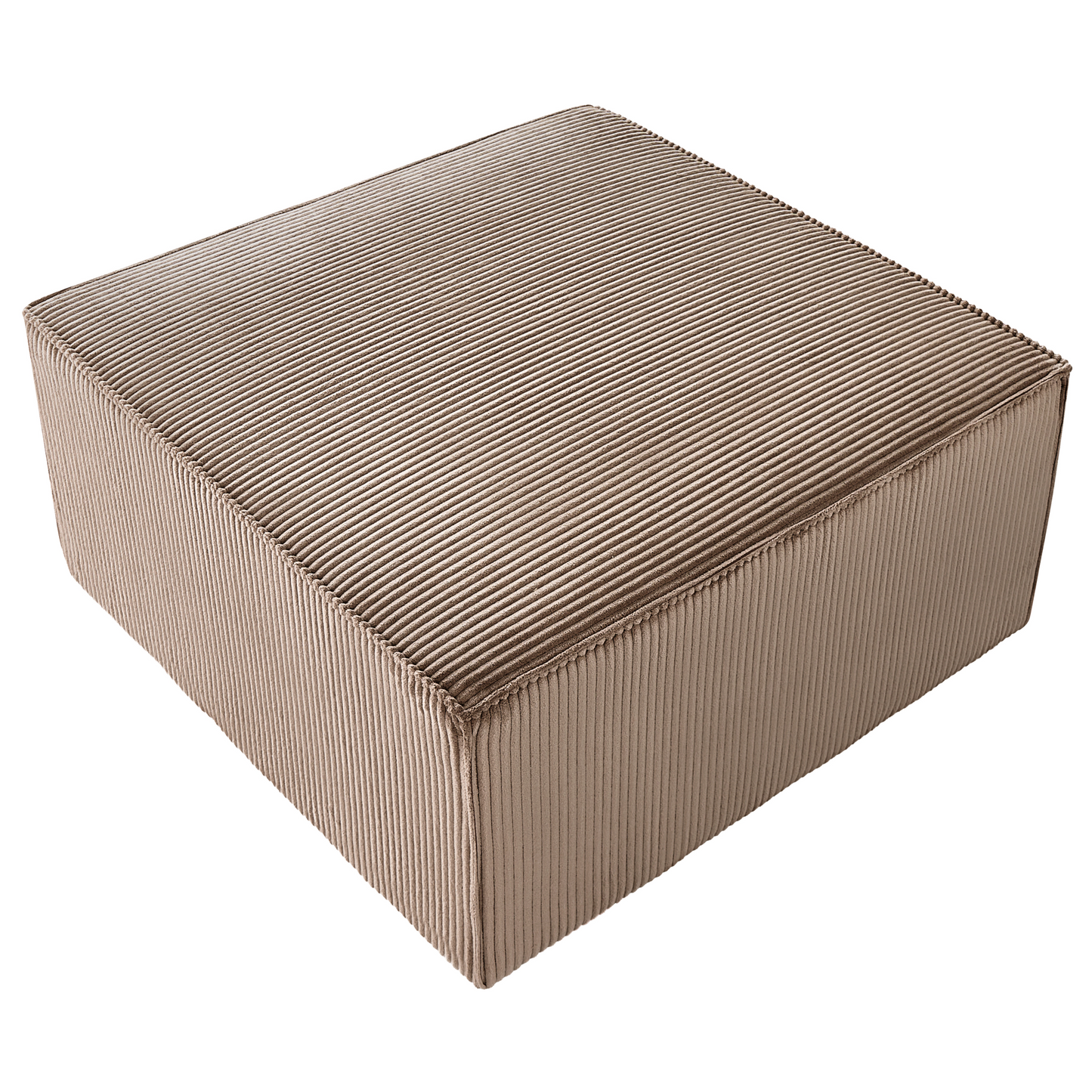 Nexra Modern Corduroy Ottoman Sand Beige Square Footstool