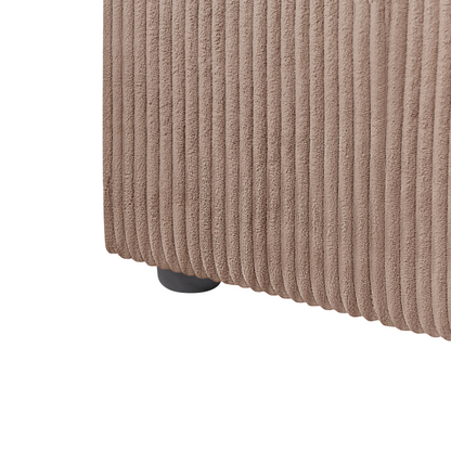 Nexra Modern Corduroy Ottoman Sand Beige Square Footstool
