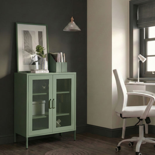 Luxor Mint Green Office Cabinet 2-Door Locking Metal Storage