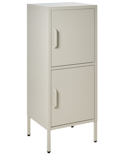 2-Door Beige Metal Storage Cabinet With 4 Shelves