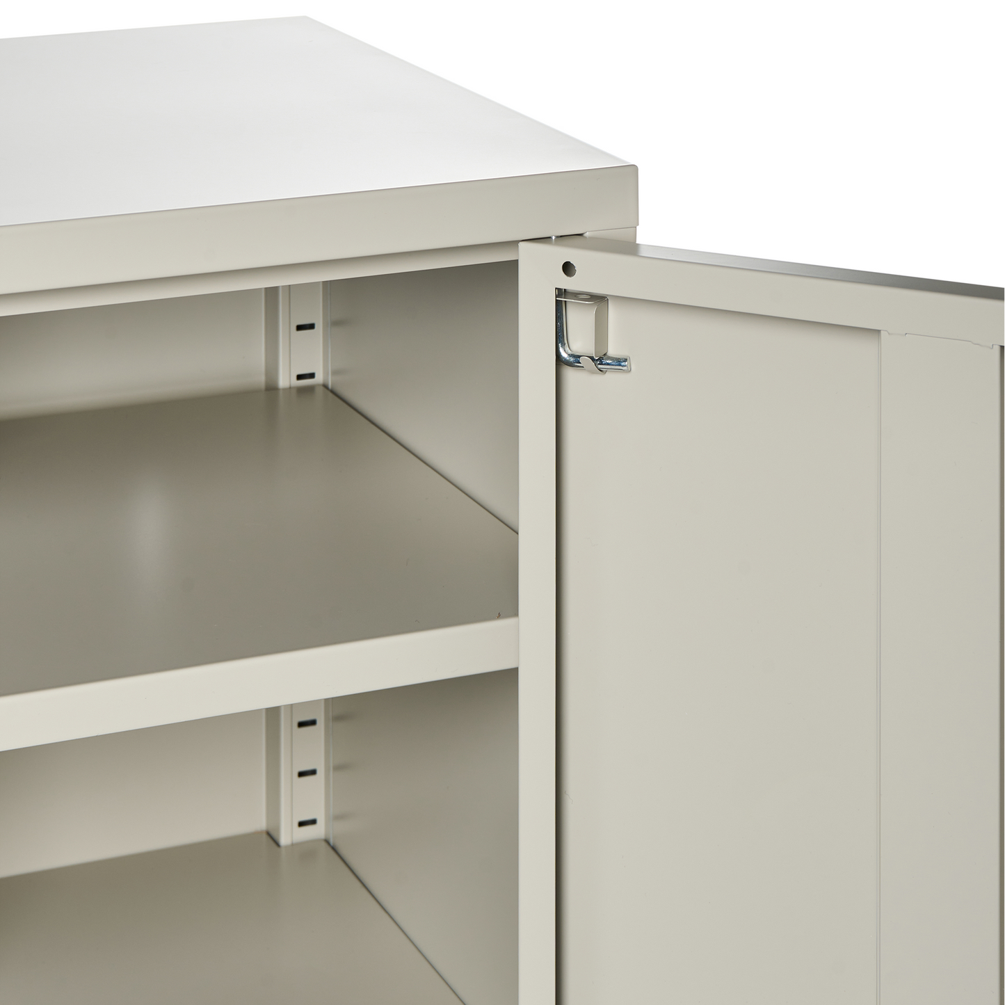 2-Door Beige Metal Storage Cabinet With 4 Shelves