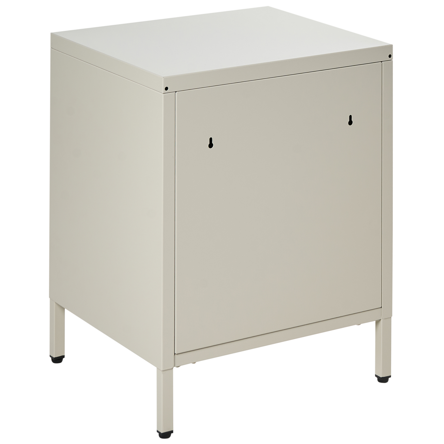 Bedside Table Beige Steel Nightstand With Industrial Design And 2 Drawers