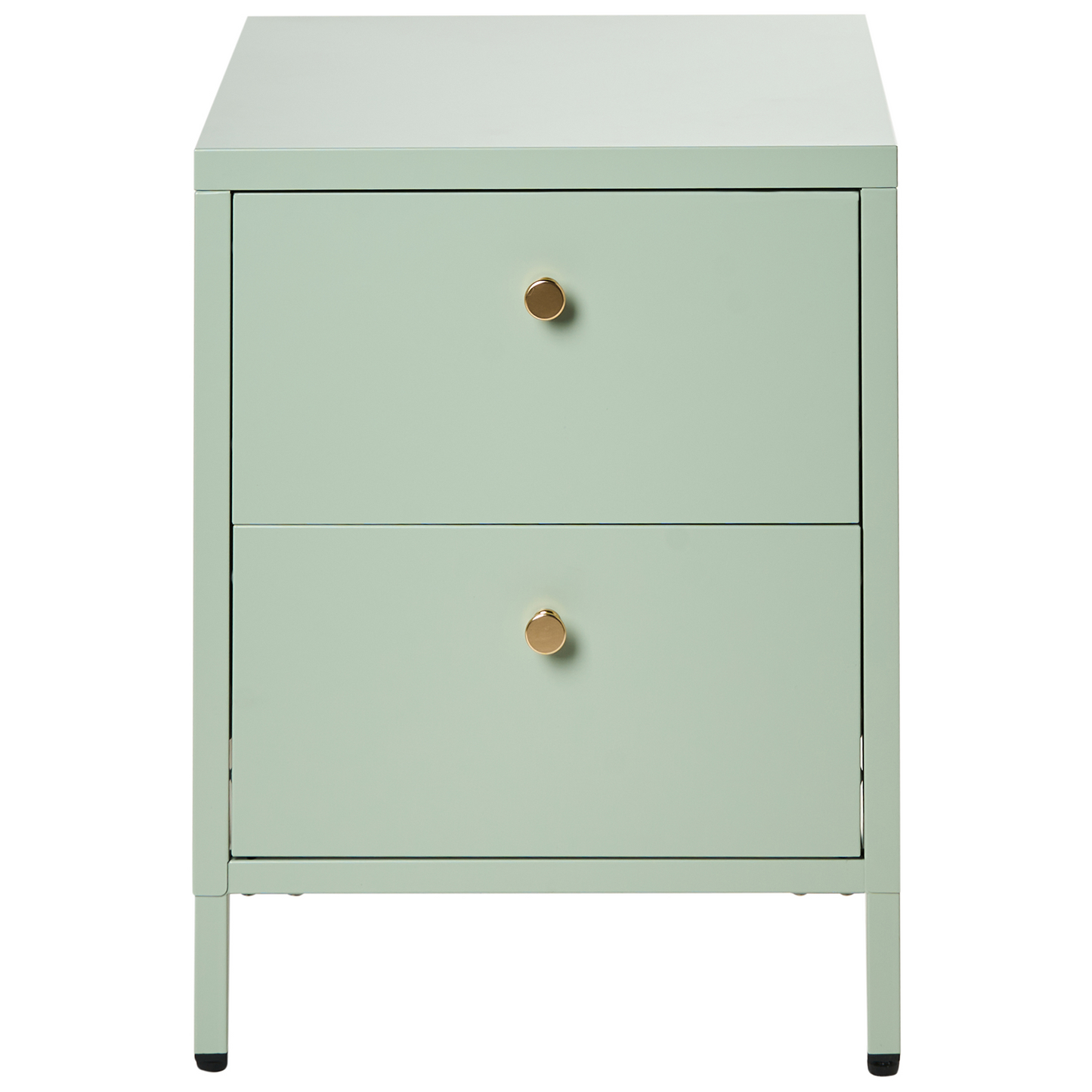 Mint Green Steel Bedside Table With 2 Drawers Industrial