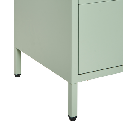 Mint Green Steel Bedside Table With 2 Drawers Industrial
