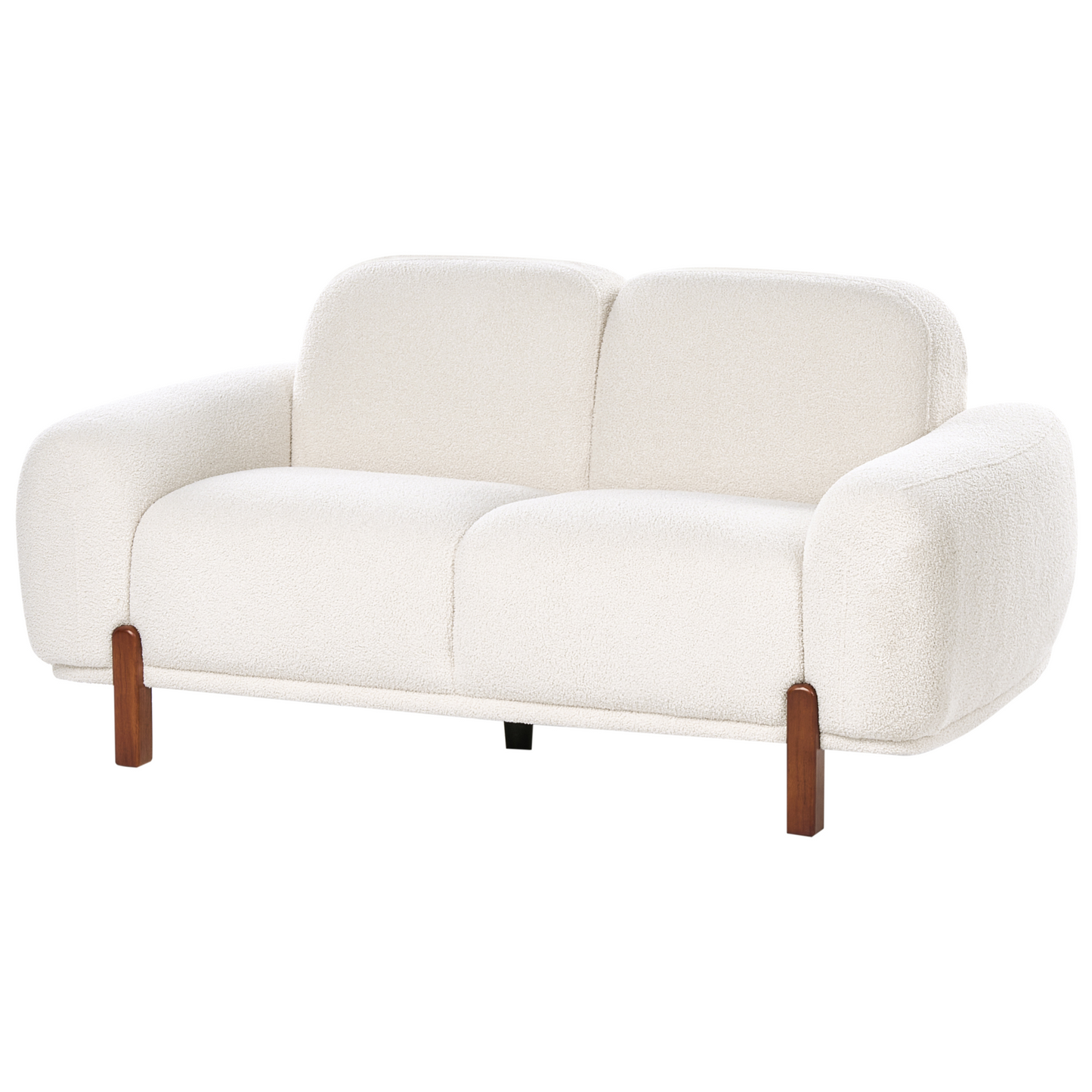 White Boucle 4 Seater Living Room Set With 2 Seater Sofa And 2 Armchairs Low Curvilinear