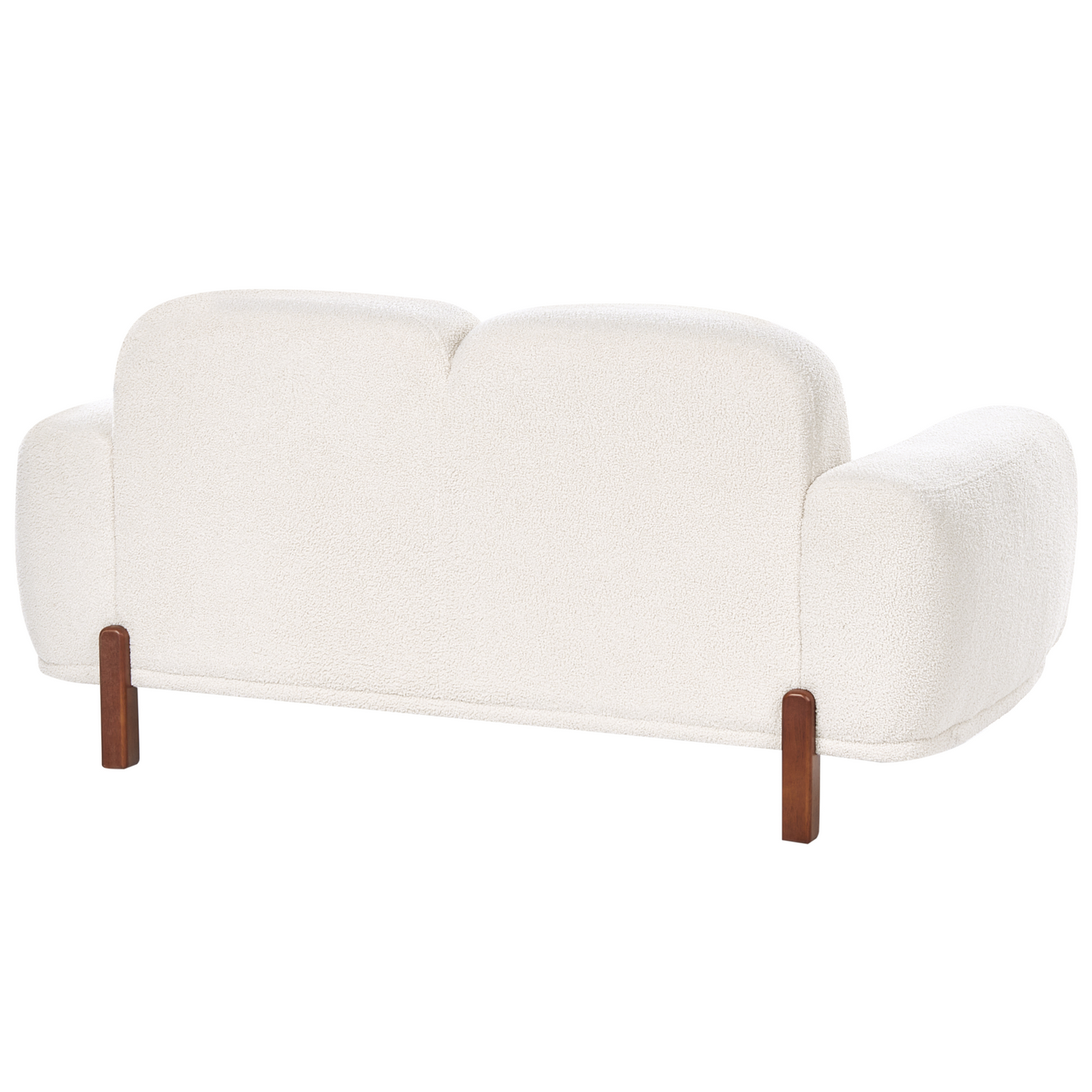 White Boucle 4 Seater Living Room Set With 2 Seater Sofa And 2 Armchairs Low Curvilinear