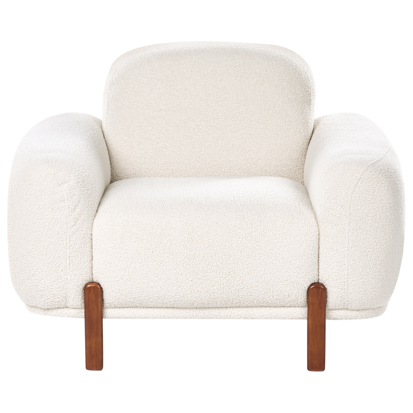 White Boucle 4 Seater Living Room Set With 2 Seater Sofa And 2 Armchairs Low Curvilinear