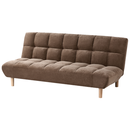 Sofa Bed 2 Seater Brown Fabric with Adjustable Backrest Wooden Legs