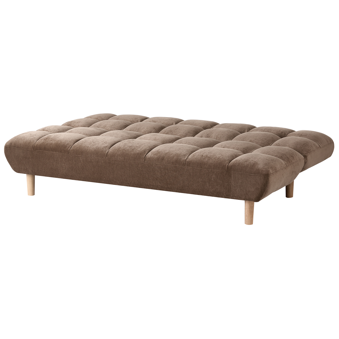 Sofa Bed 2 Seater Brown Fabric with Adjustable Backrest Wooden Legs