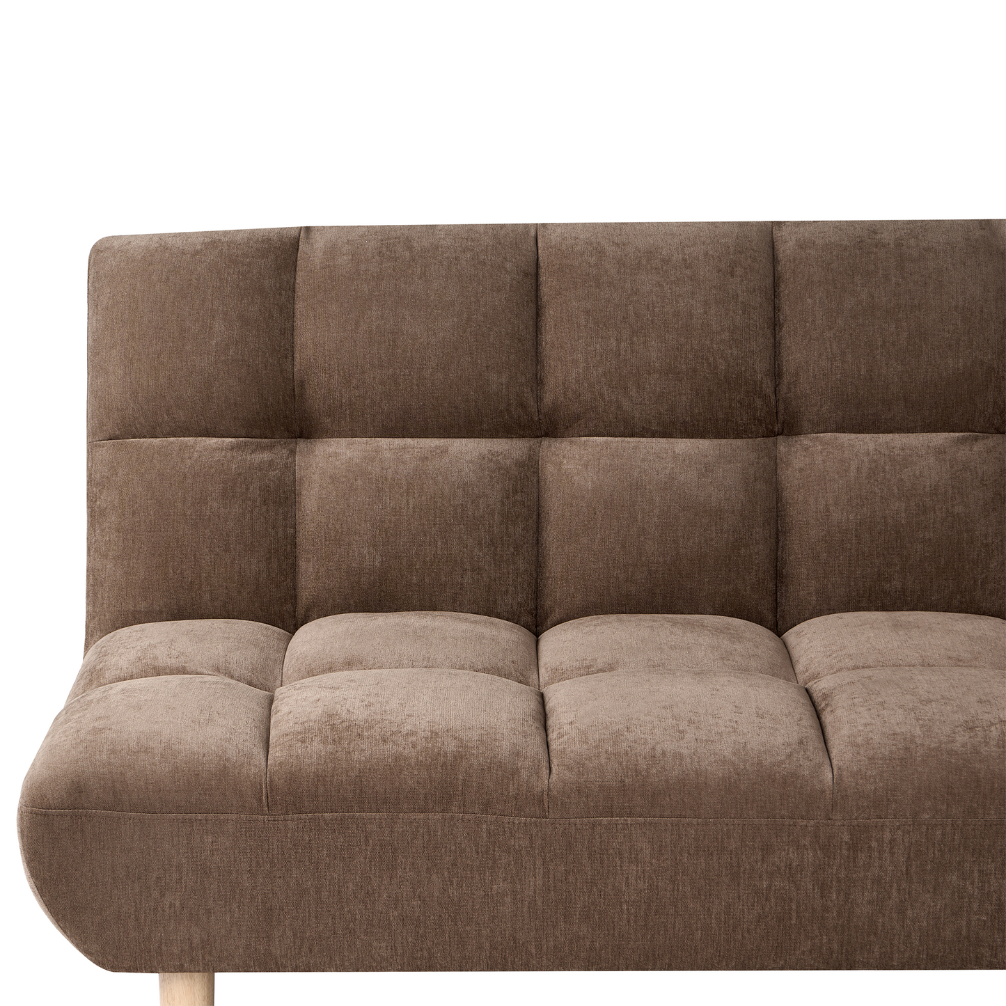 Sofa Bed 2 Seater Brown Fabric with Adjustable Backrest Wooden Legs