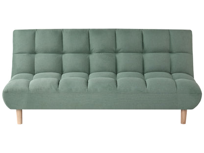 Light Green Sofa Bed 2 Seater Tufted Backrest Wooden Legs