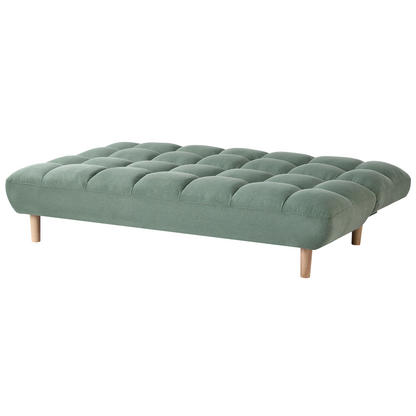 Light Green Sofa Bed 2 Seater Tufted Backrest Wooden Legs
