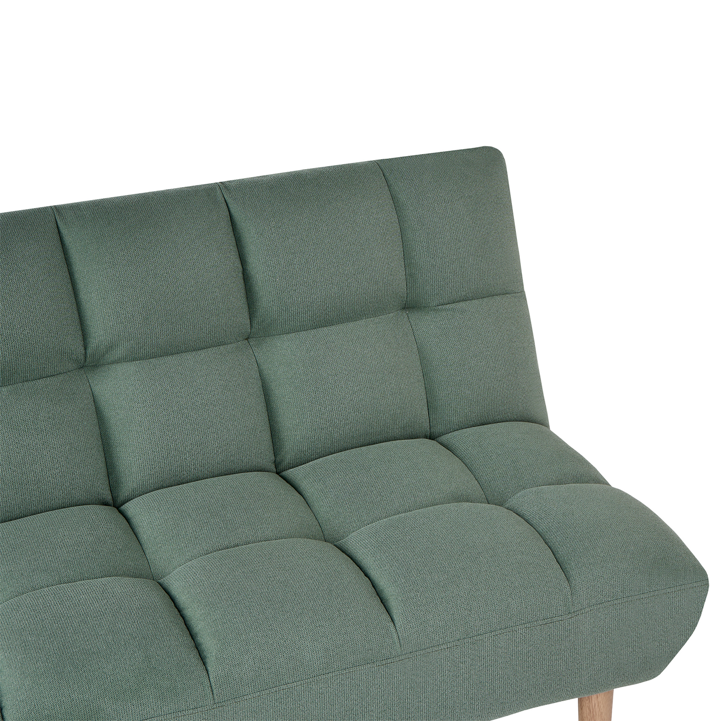 Light Green Sofa Bed 2 Seater Tufted Backrest Wooden Legs