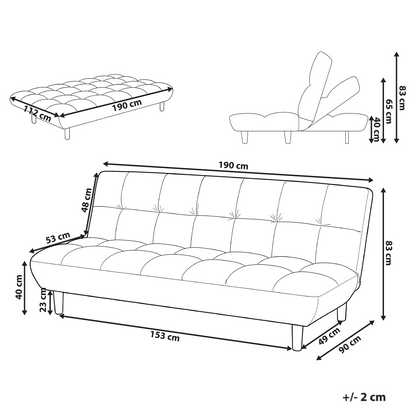 Light Green Sofa Bed 2 Seater Tufted Backrest Wooden Legs