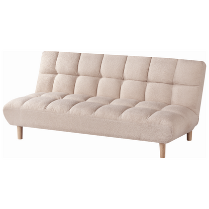 Sofa Bed Beige Boucle 2 Seater Adjustable Backrest