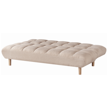 Sofa Bed Beige Boucle 2 Seater Adjustable Backrest