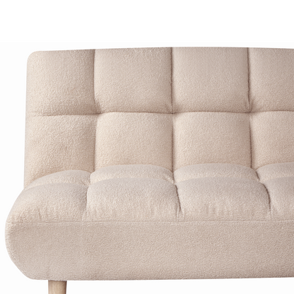 Sofa Bed Beige Boucle 2 Seater Adjustable Backrest